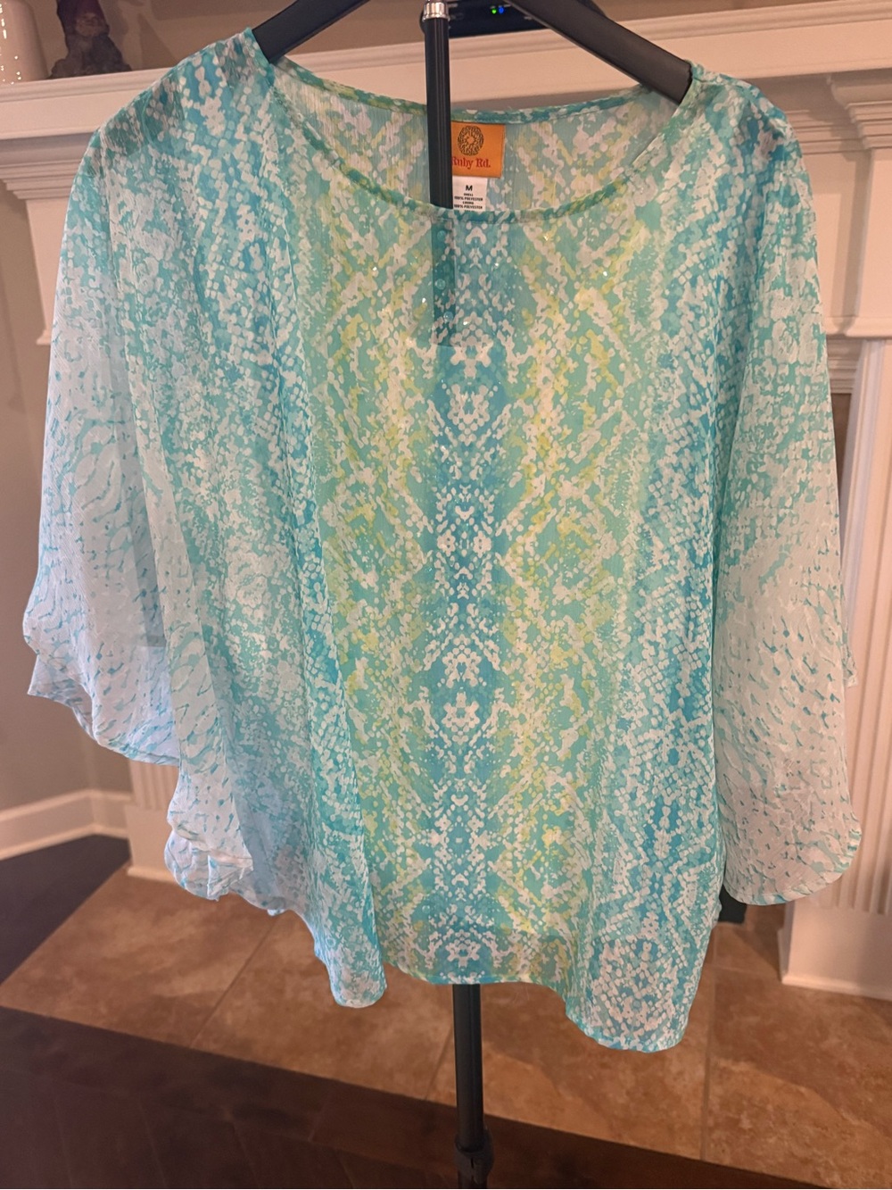 Ruby Rd. Aqua & Mint Floral Print Top